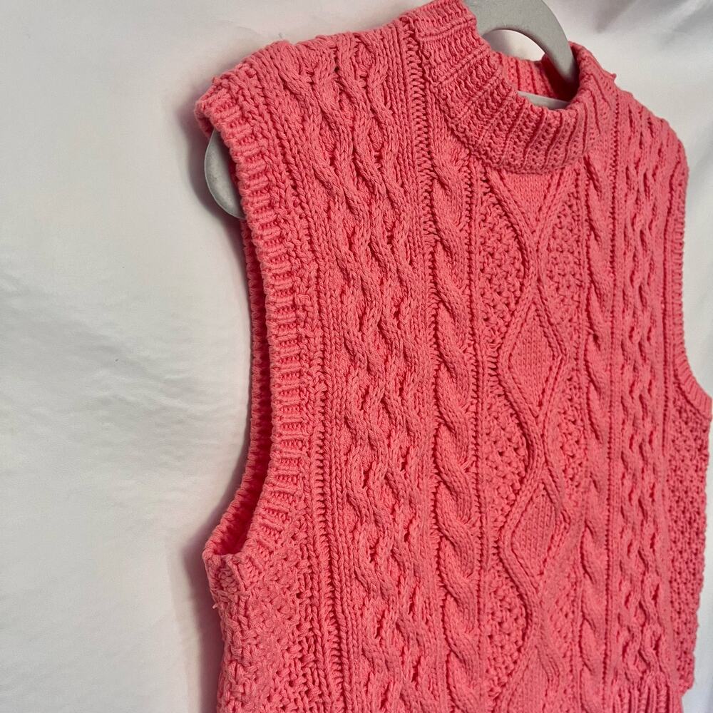 She Sky Cable Knit Sweater Vest Sz L Coral Preppy Coastal Y2K Spring Cottage NWT - Picture 3 of 12